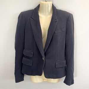 Zara Jacket Womens M but slim fit Tailored Academia Navy Blue Elbow Patches